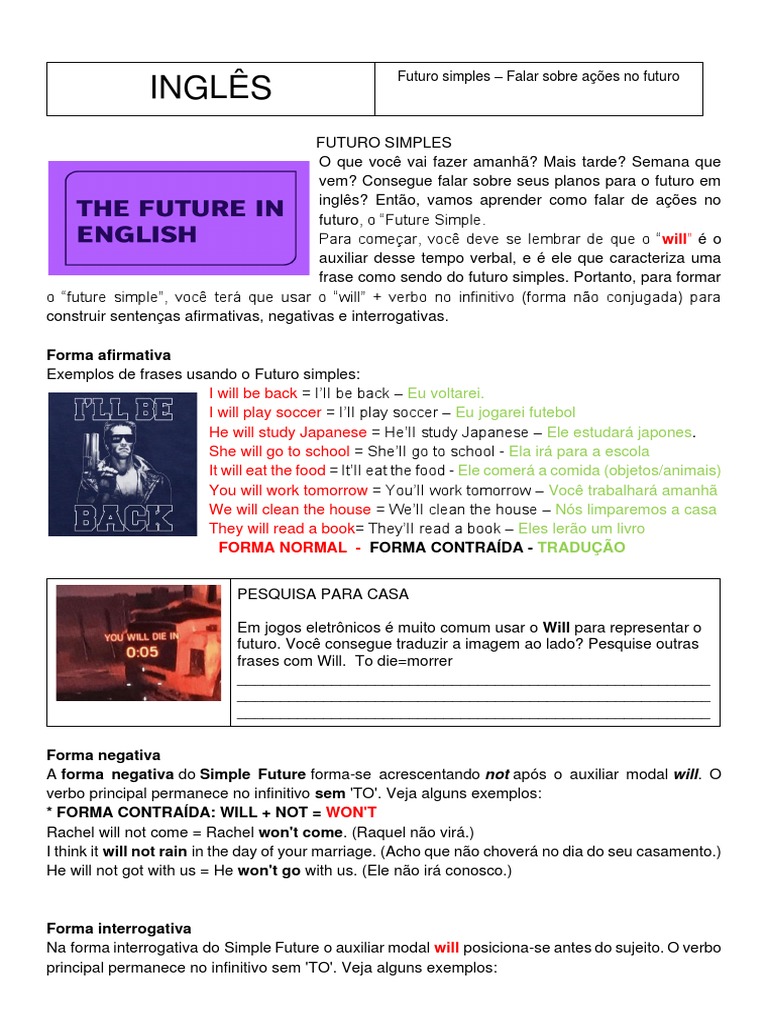 Aula 76 Futuro simples em Inglês: Uso do futuro simples para expressar  ações futuras Curso In 