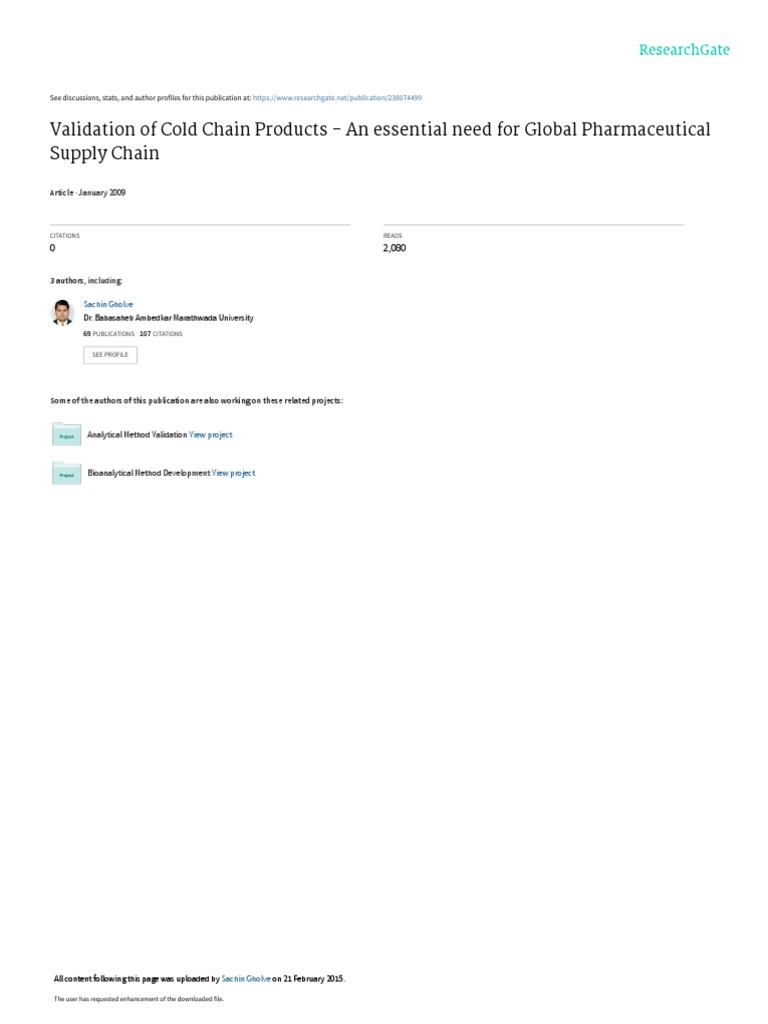 Cold Chain Validation in Pharmaceuticals | PDF | Supply Chain ...