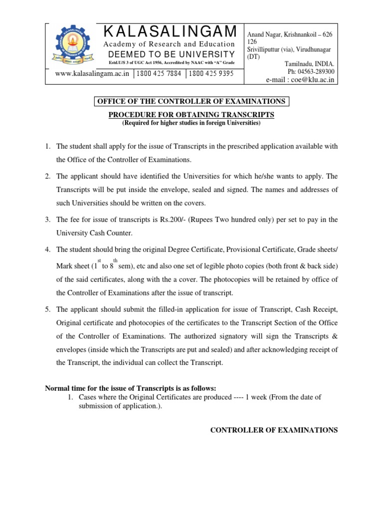 Transcript Application Procedure Guide | PDF | Educational Assessment ...