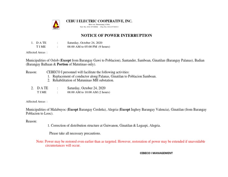 Interruption Notice October24,2020 | PDF | Science & Mathematics