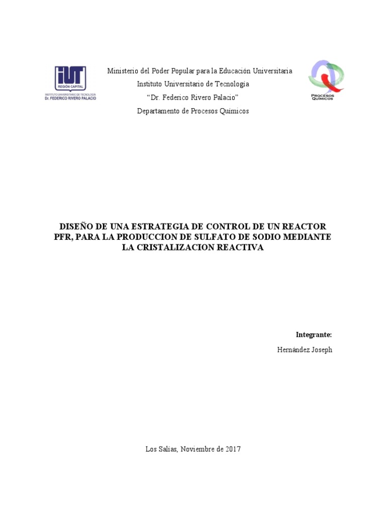 Estrategia de Control en Reactor PFR | PDF | Reactor Quimico | Química