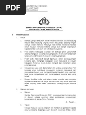 Sop Bencana Alam Pdf