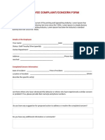 Employee Complaint Concern Form Template