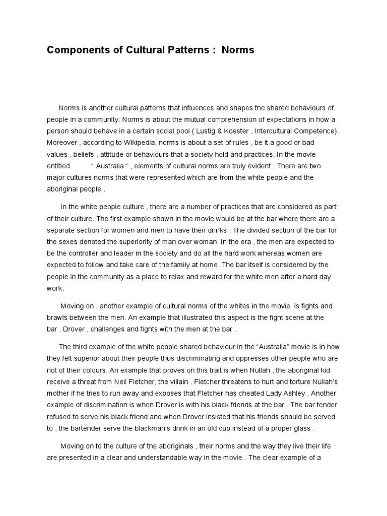 Components of Cultural Patterns: Norms | PDF | Behavior | Social Psychology