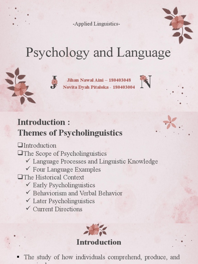 Psychology of Language Overview | PDF | Psycholinguistics | Cognitive ...