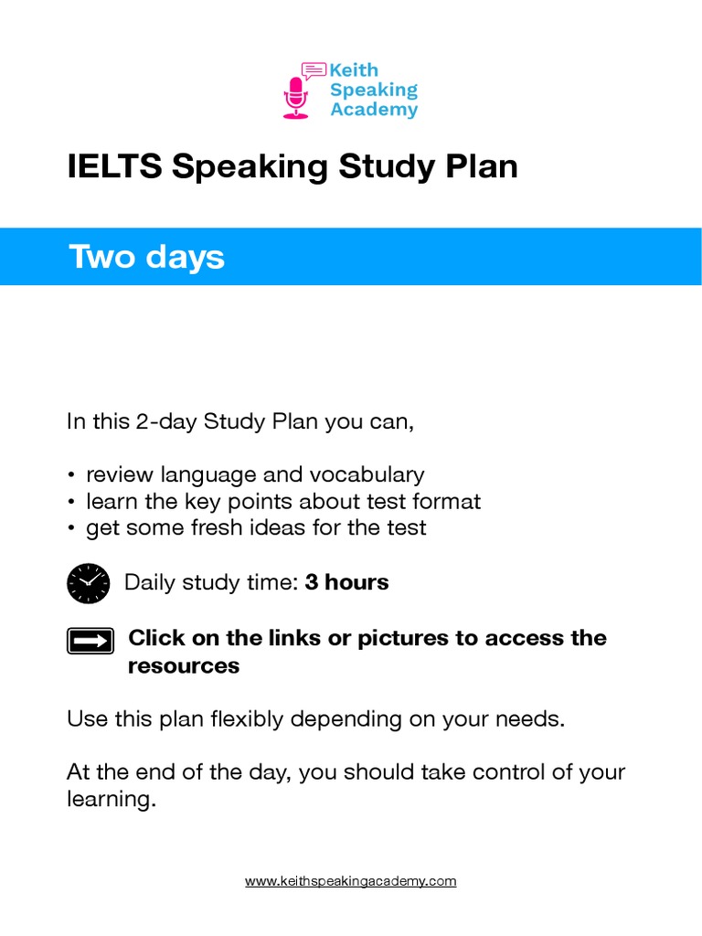 2-Day IELTS Speaking Study Plan | PDF