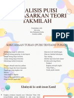 Analisis Puisi Berdasarkan Teori Takmilah