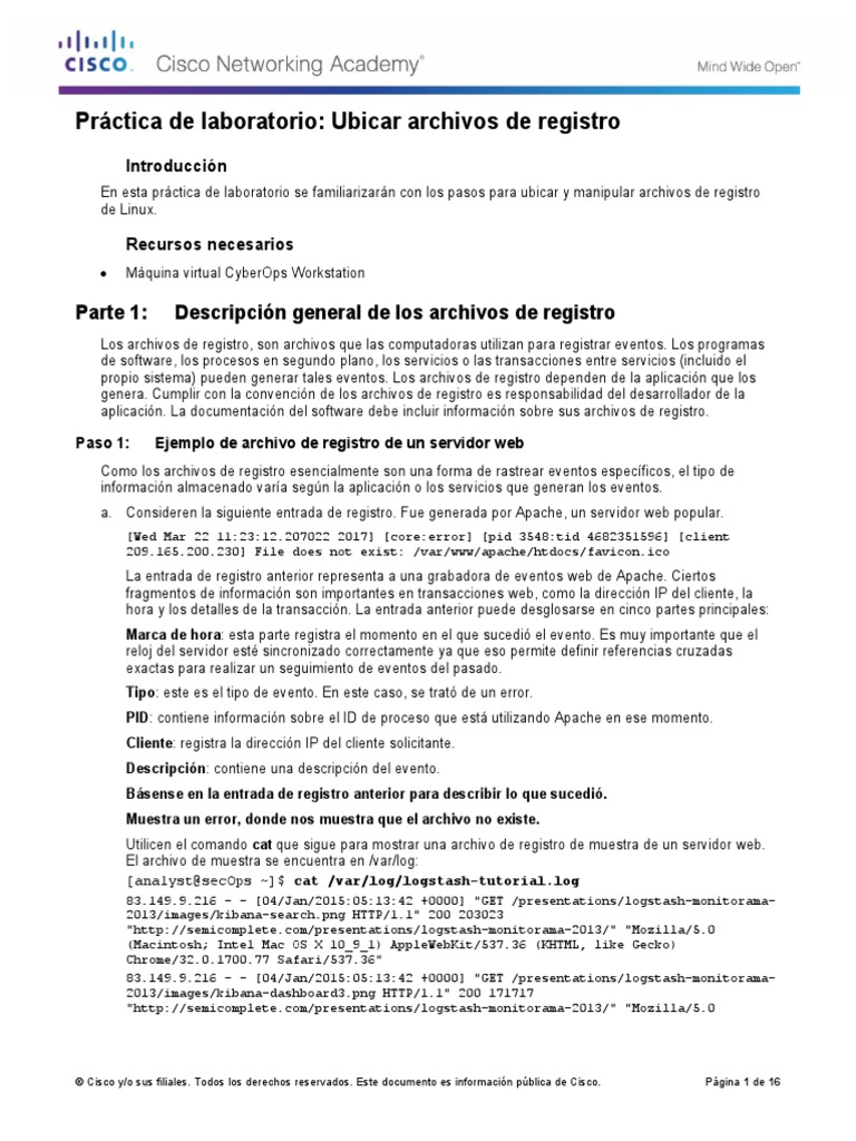 3.2.1.4 Lab - Locating Log Files | PDF | Archivo de computadora ...