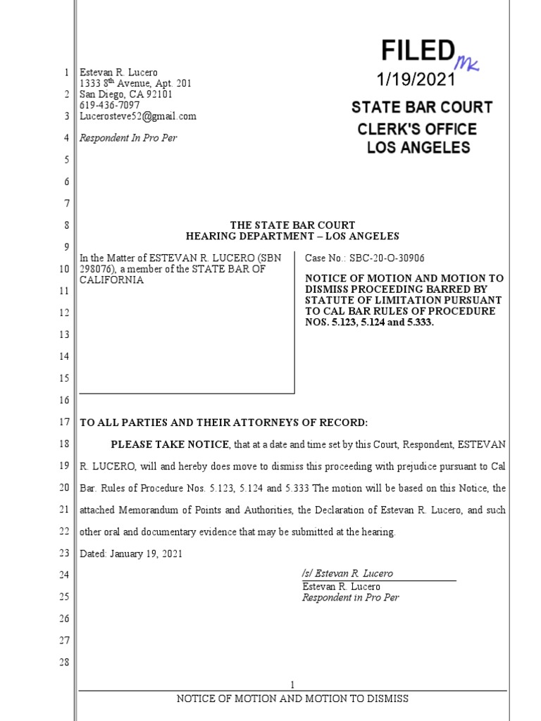 Motion to Dismiss Disciplinary Charges Related to Untimely Rule 9.20