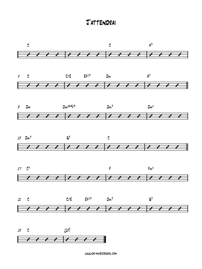 A Musical Score for the Song 'J'attendrai' PDF