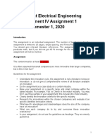 Department Electrical Engineering Management IV Assignment 1 Semester 1, 2020