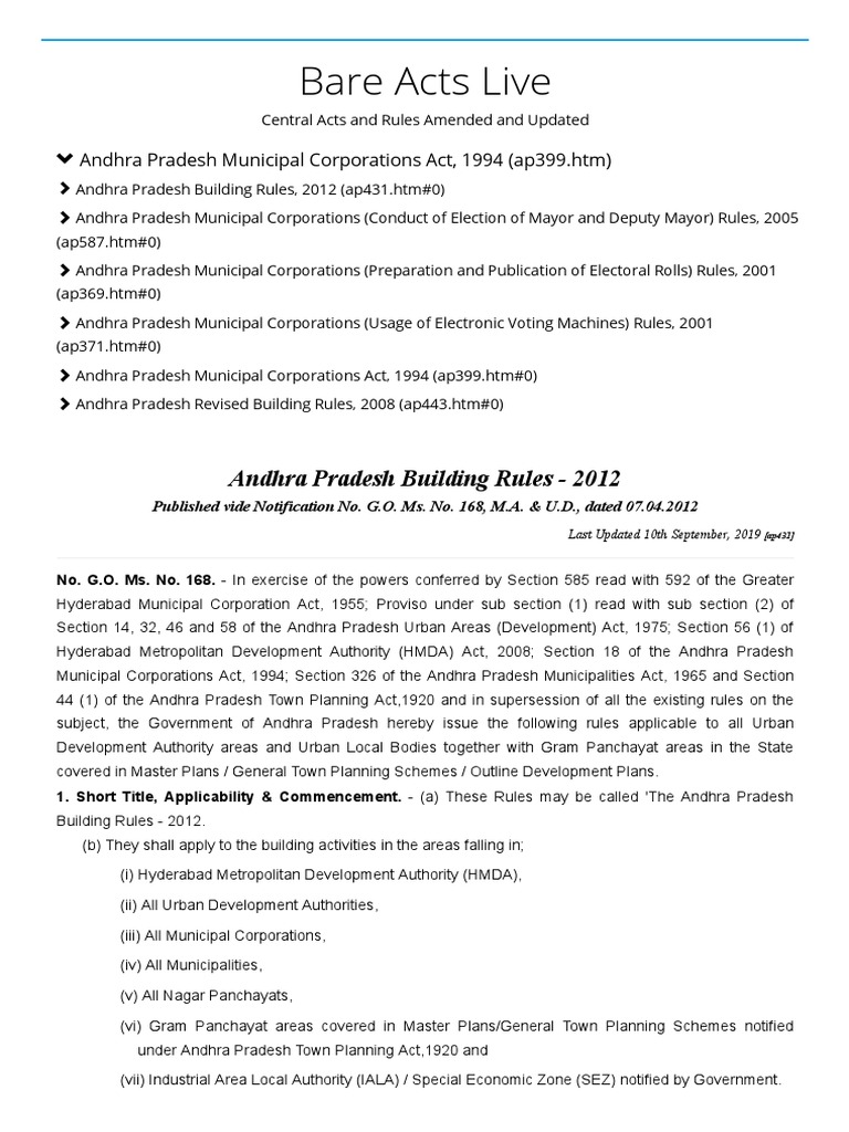 Andhra Pradesh Building Rules 2012 PDF Nature