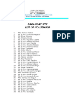 Barangay Site List of Household