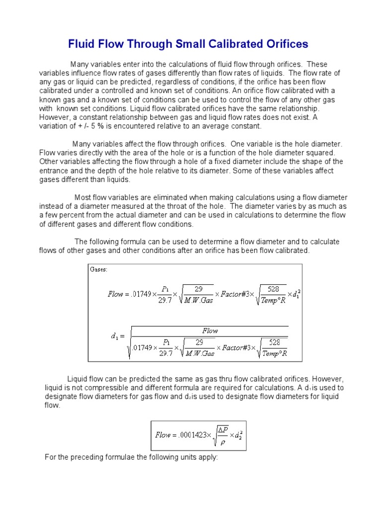 Fluid Flow Through Calibrated Orifices PDF Flow Measurement Fluid