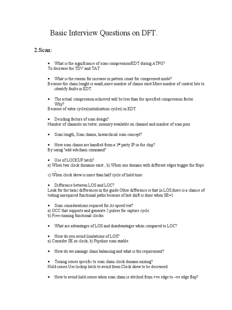 Basic Interview Questions On DFT PDF Electronic Engineering