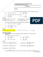 FACULTY OF APPLIED SCIENCES AND TECHNOLOGY UNIVERSITI TUN HUSSEIN ONN MALAYSIA BWM12303 TUTORIAL 2 First order ordinary differential equations