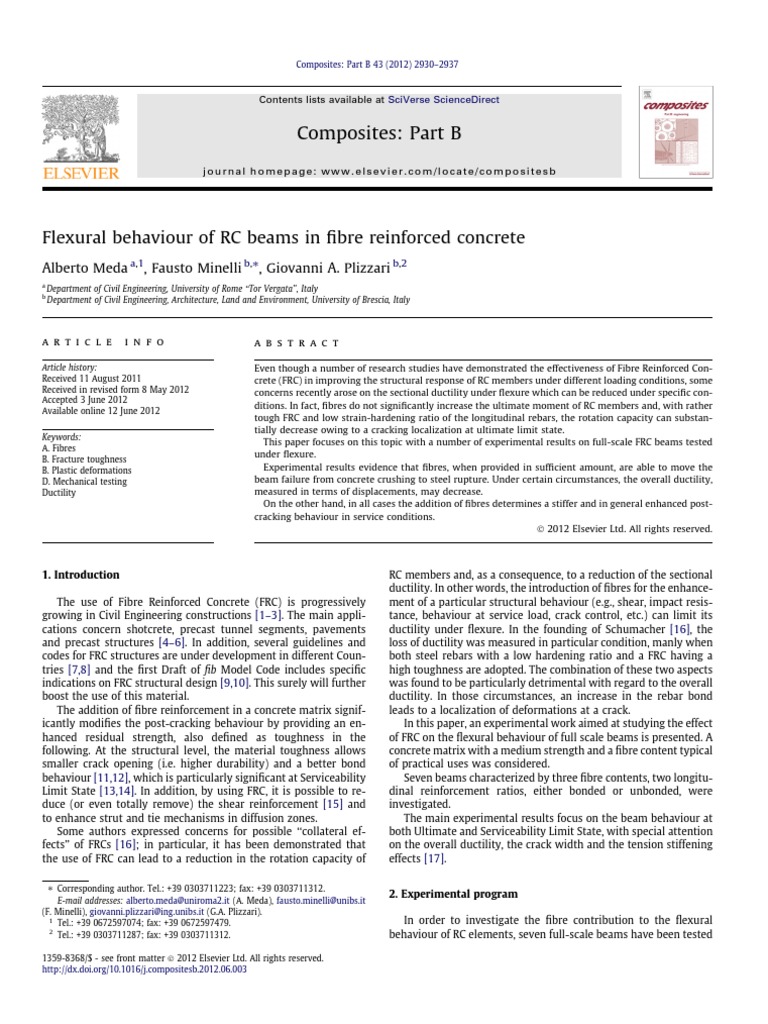 Flexural Behaviour of RC Beams in Fibre Reinforced Concrete | PDF ...