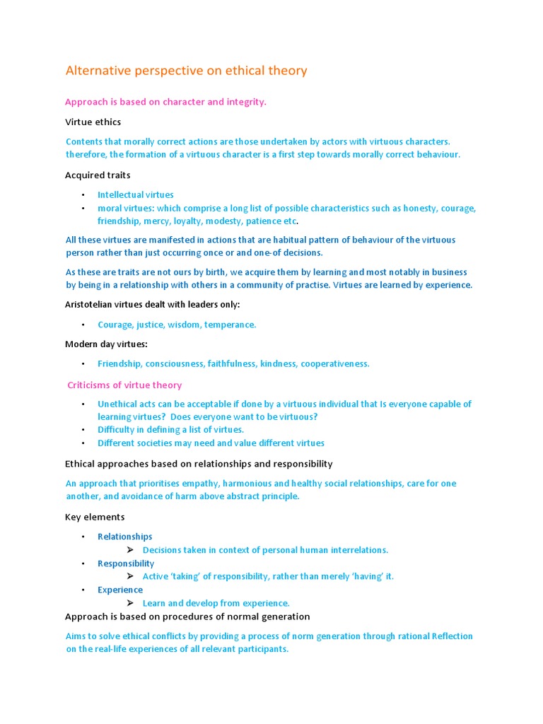 Virtue Ethics and Ethical Decision-Making | PDF