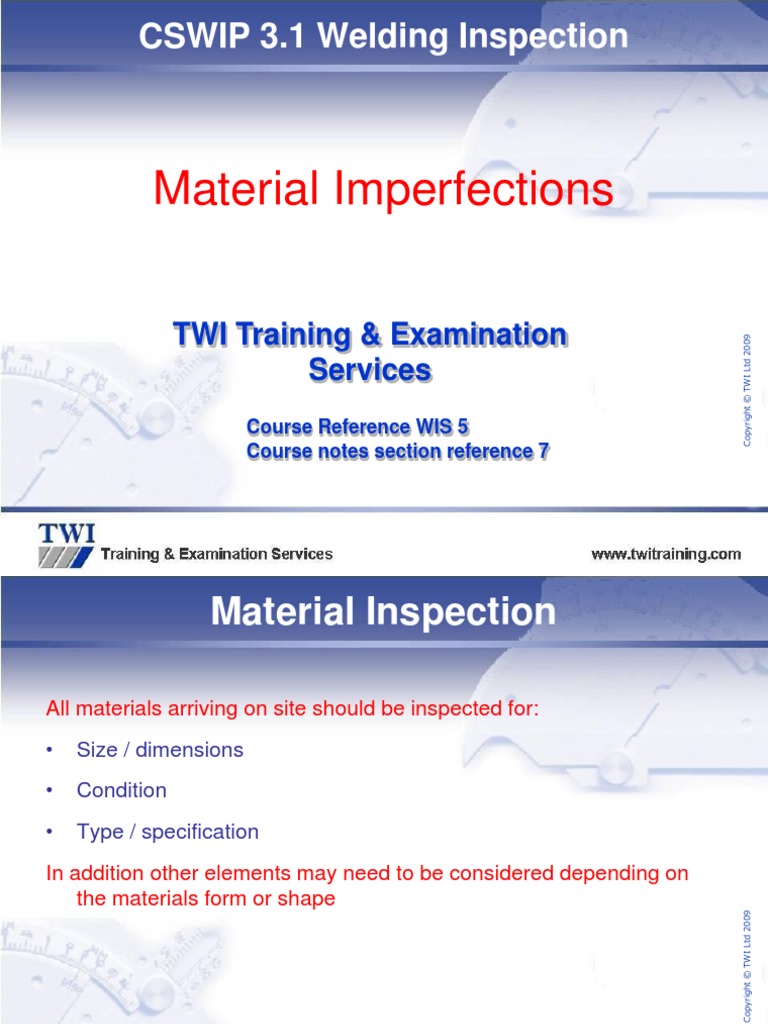 7.0 Material Inspection | PDF | Welding | Construction
