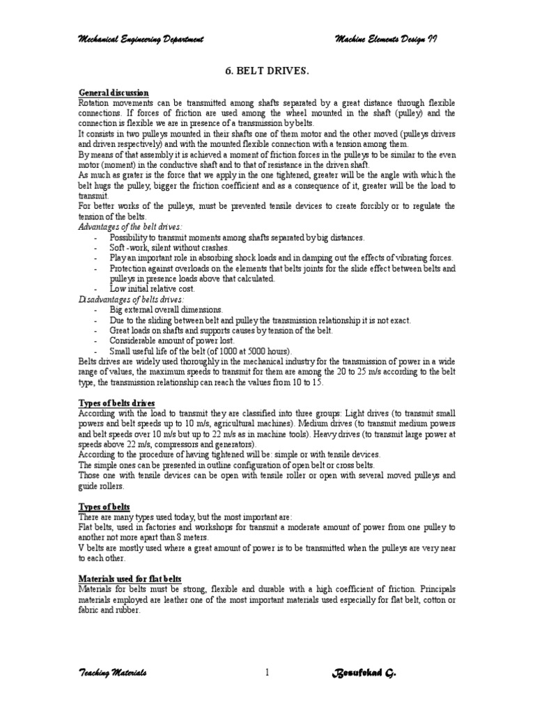 2 Belt Drives Pdf Belt Mechanical Tension Physics