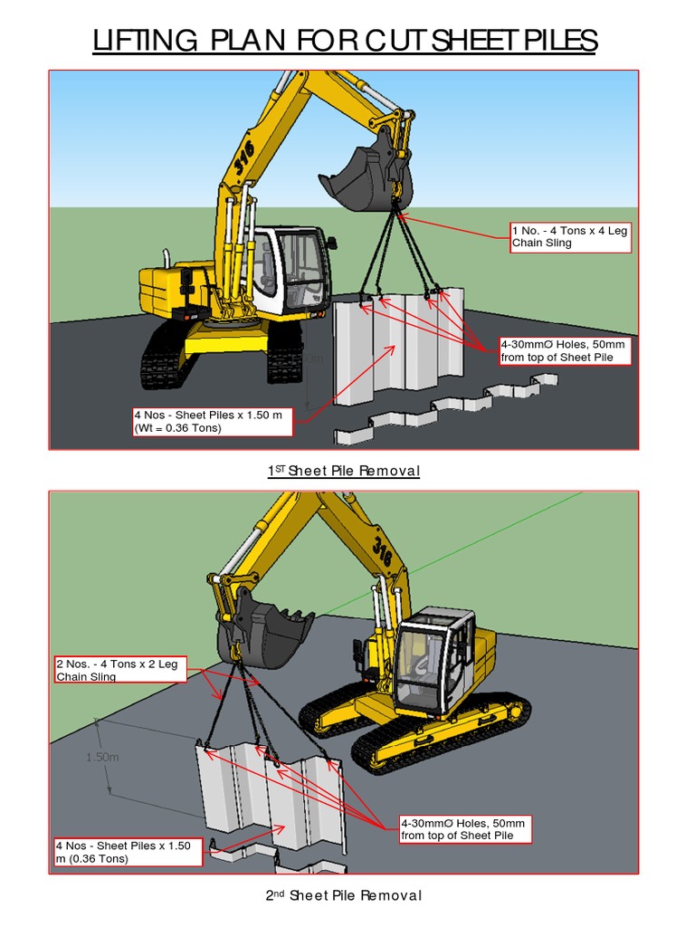 Excavator Lifting Plan for Sheet Piles | PDF
