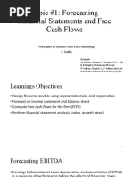 Topic #1: Forecasting Financial Statements and Free Cash Flows