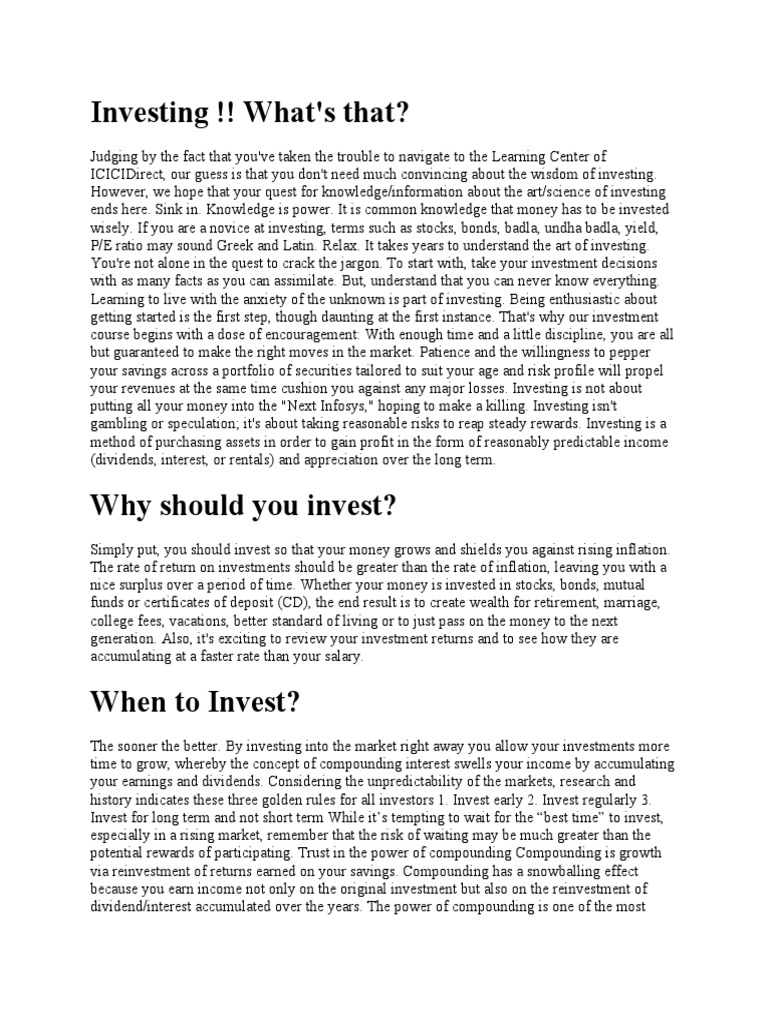 Introduction to Investing Basics | PDF | Investing | Stocks
