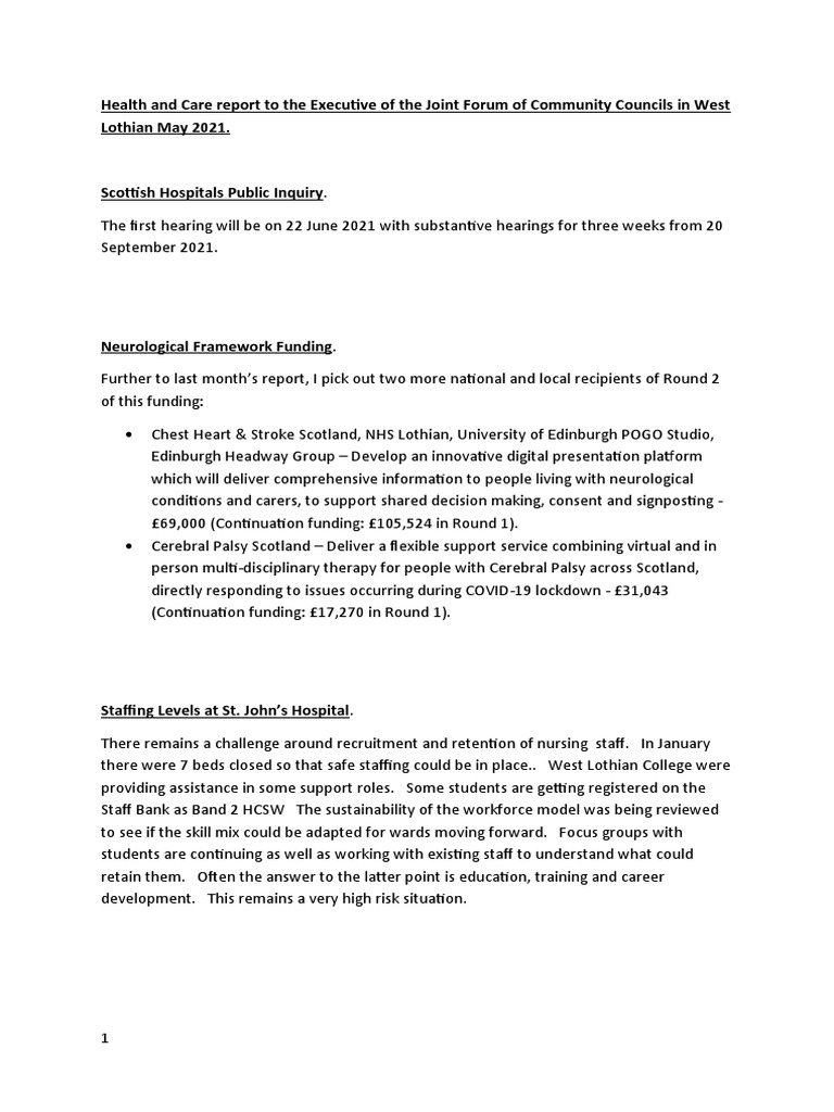 Health and Social Care Report May 2021 | PDF | Respiratory Diseases ...