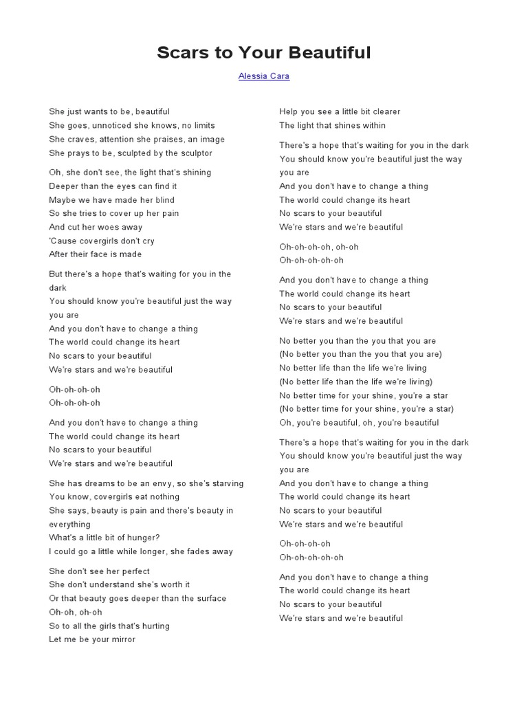 Scars To Your Beautiful Parole Lirik Scars To Your Beautiful | PDF