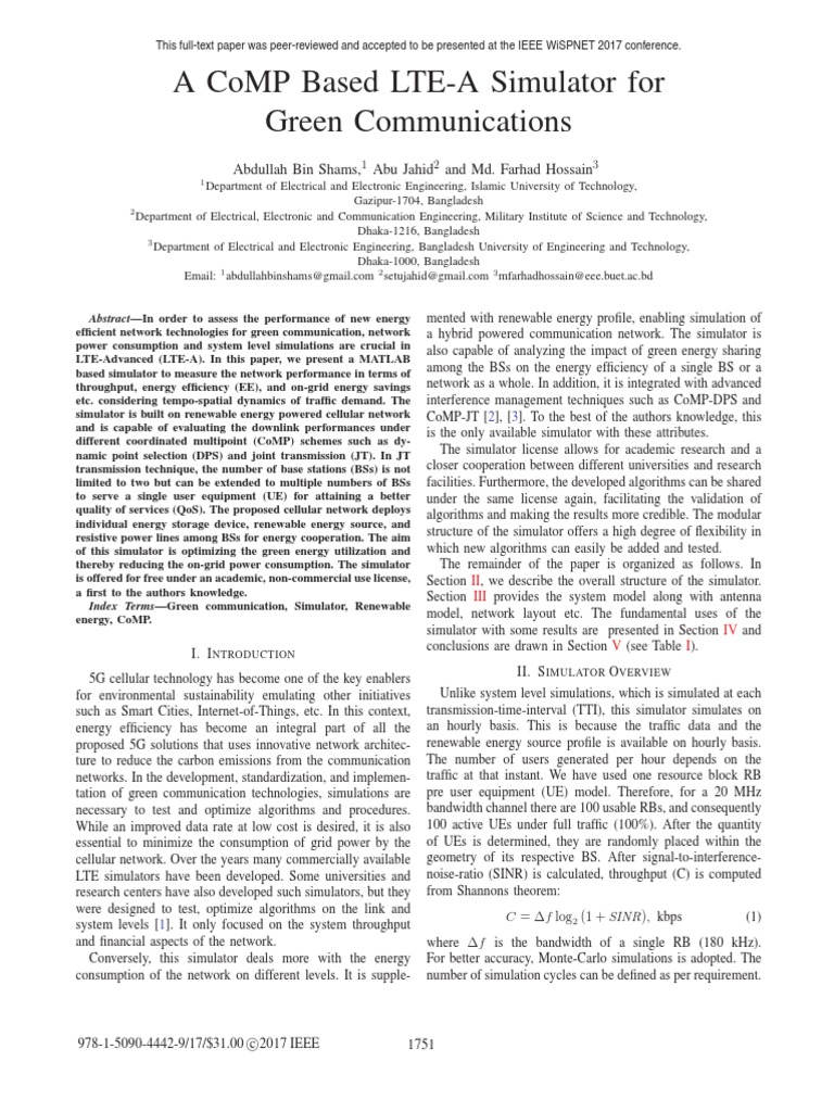 CoMP-Based LTE-A Simulator for Green Tech | PDF | Simulation | Energy ...