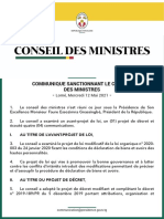 COMMUNIQUE SANCTIONNANT LE CONSEIL DES MINISTRES - Lomé, Mercredi 12 Mai 2021 - 2