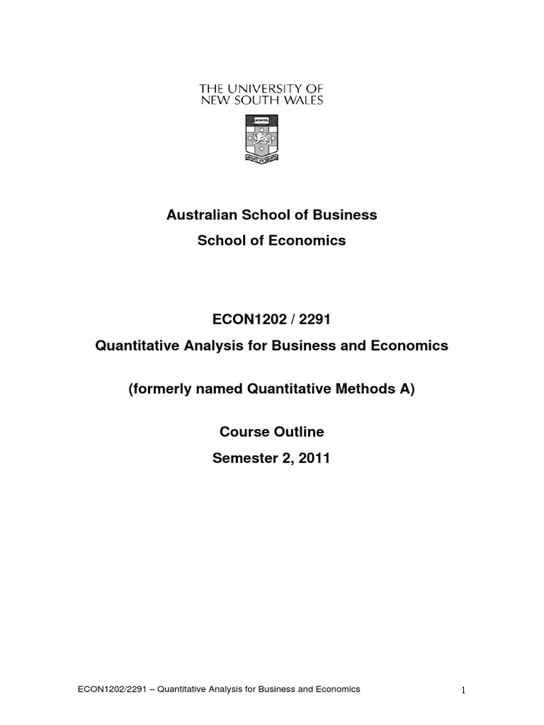 Quantitative Analysis Course Outline | PDF | Test (Assessment) | Lecture