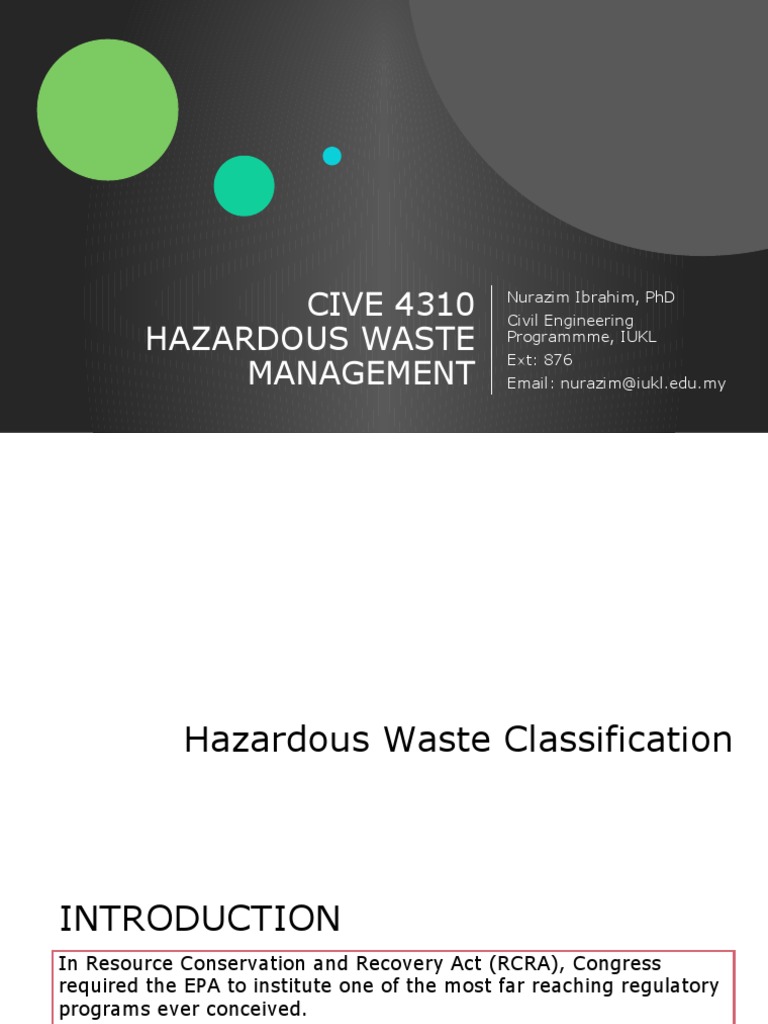 Chapter 2 Hazardous Waste Characterization PDF Hazardous Waste Clean Water Act