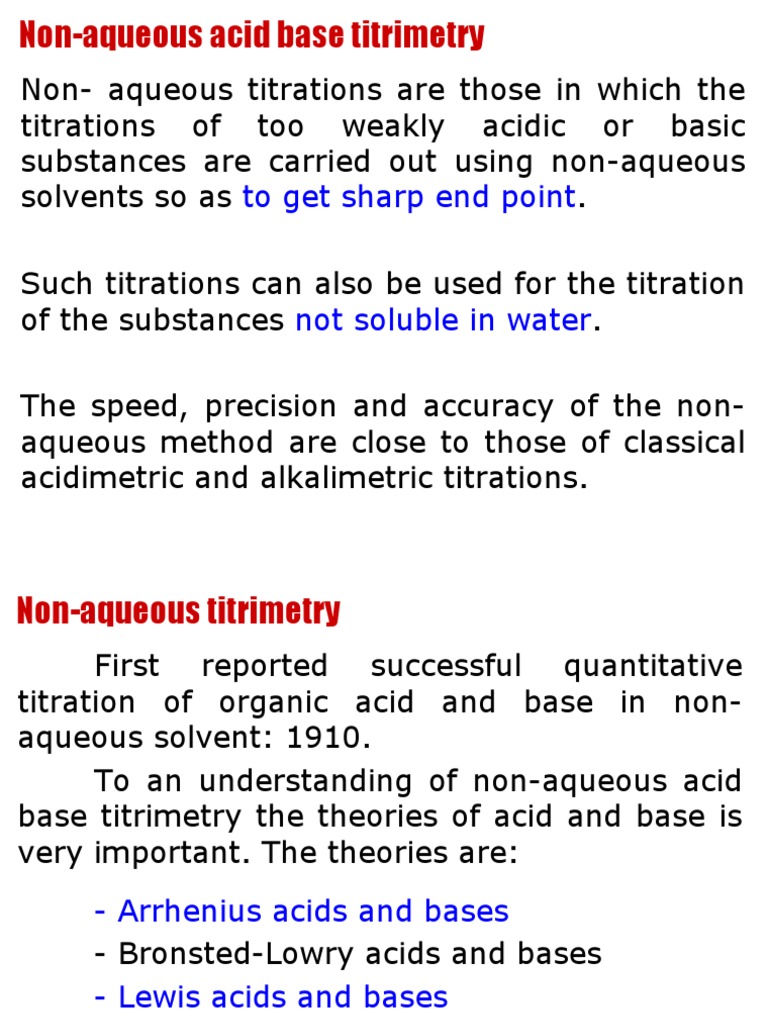 NonAqueous Acid Base Titration Acid Titration