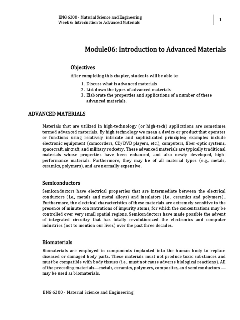An Overview of Advanced Materials for Biomedical Applications and