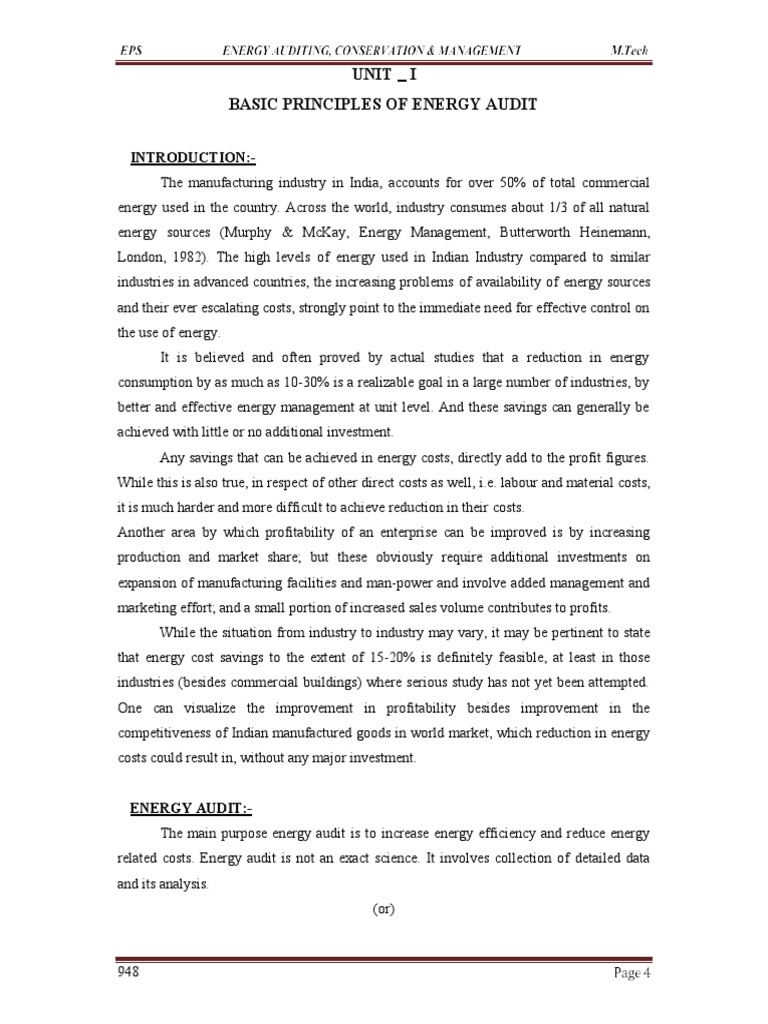 Energy Audit Principles and Process | PDF | Energy Conservation ...