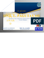 Certi Ficat EOF Loyal TY Awar D: Onil L. Pagutayao