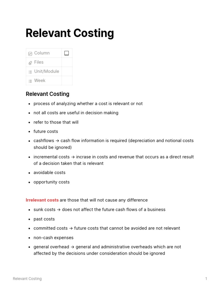 Relevant Costing | PDF | Cost | Business Economics