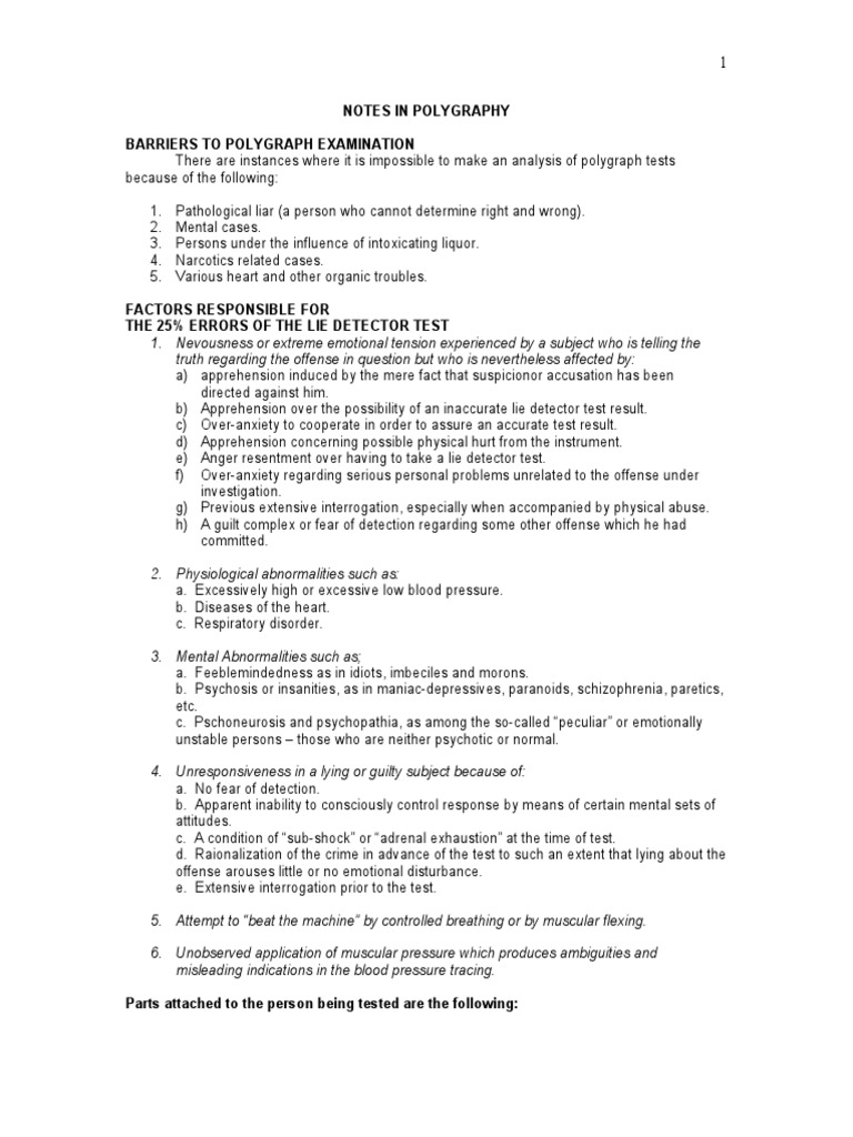 Polygraph Exam Barriers and Factors Impacting Accuracy | PDF ...