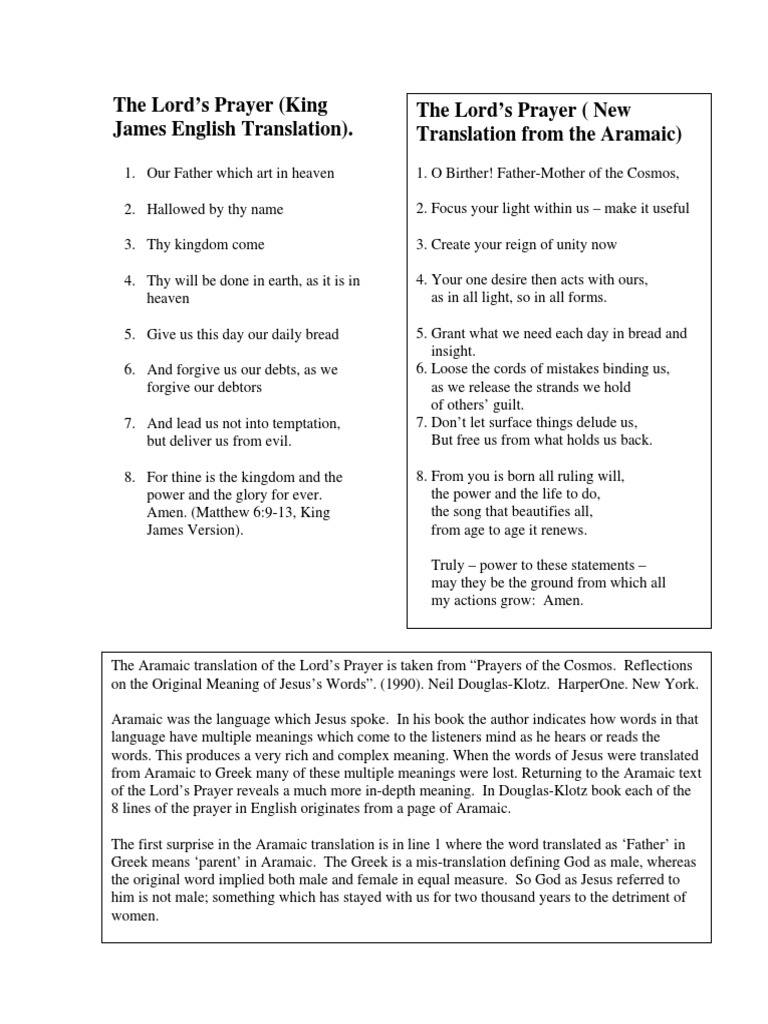The Lords Prayer in Aramaic by N Douglas Klotz PDF Lord