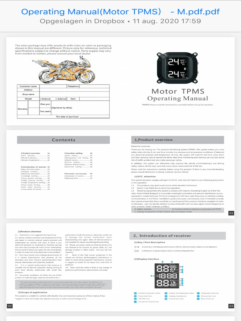 Operating Manual (Motor TPMS M PDF PDF