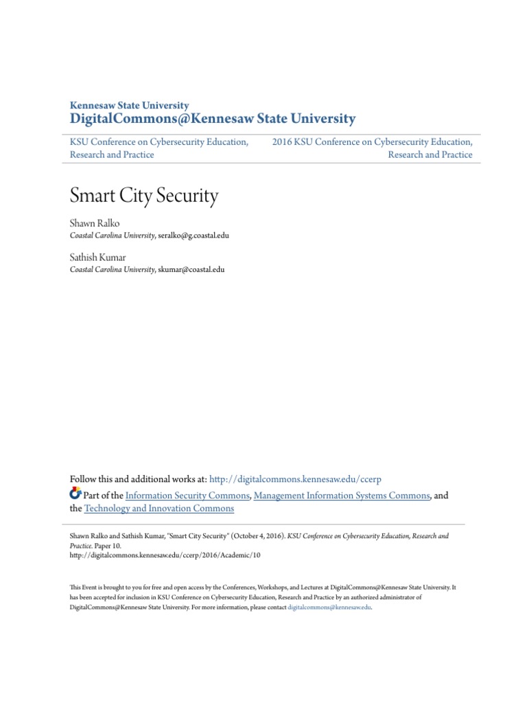 KSU Conference on Cybersecurity Education, Research and Practice: Smart