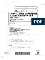 Year 10 Science Progress Assessment: Biology: Paper 1: Biology 1 Higher Tier