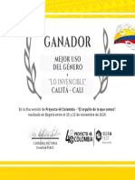 Diploma P48 2020 Mejor Uso Del Género Calitá-Cali