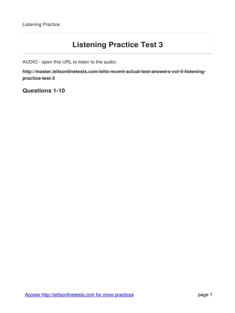 IELTS Listening Practice Test 3 | PDF | Tutor