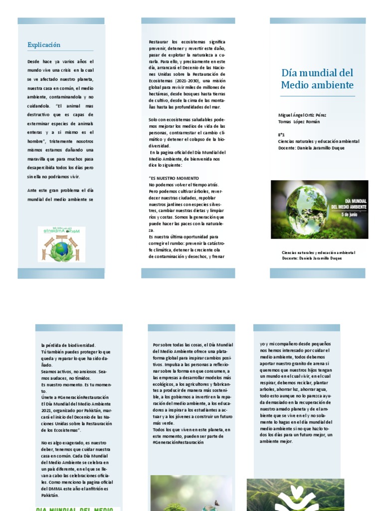 Plegable 5 Junio - Dia - M - Medio Ambiente | PDF | Entorno natural ...