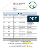 Izzy Fernandez - May Internship Attendance Log - 3170408