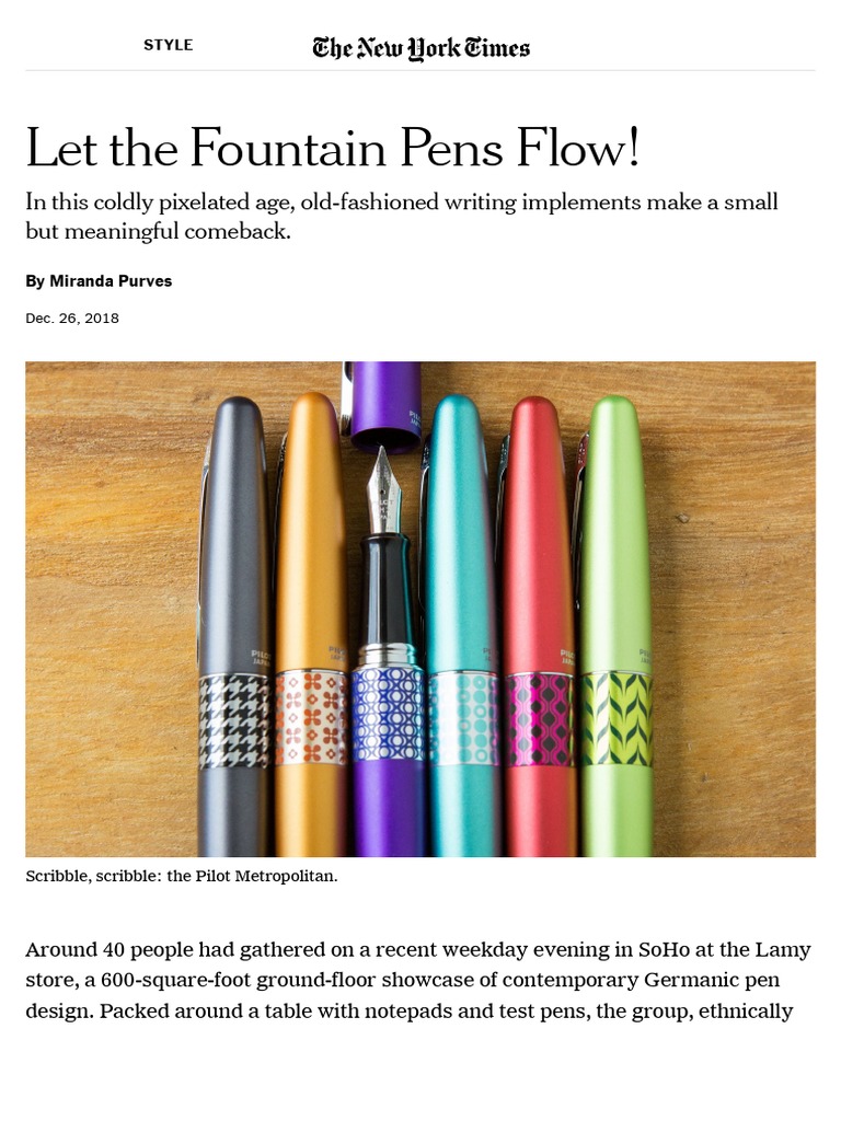 Let the Fountain Pens Flow! - The New York Times