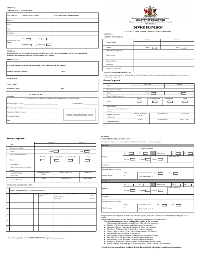 Device Provision Application Form | PDF | Corporal | Business