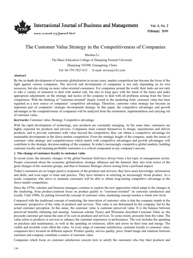 Li - 2009 - The Customer Value Strategy in The Competitiveness of ...